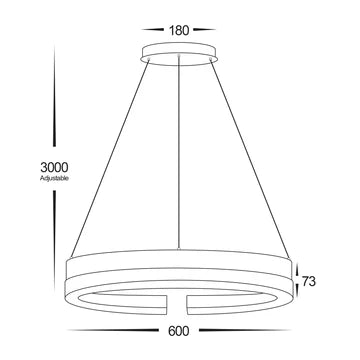 Orah Walnut Timber with Black Aluminium 600mm Round Pendant